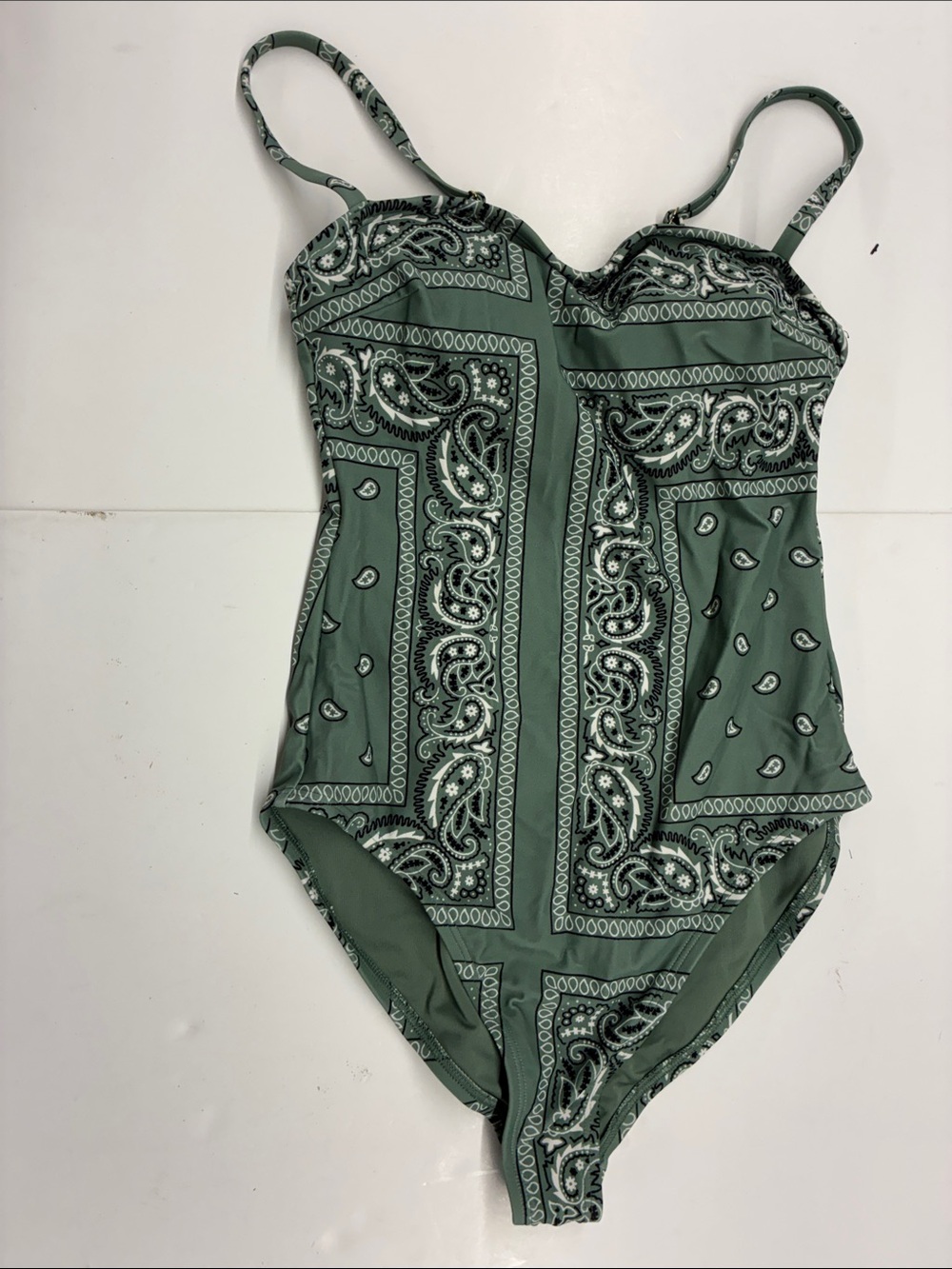NEW Shade & Shore Green Bandana-Print One-Piece Swimsuit Size XL